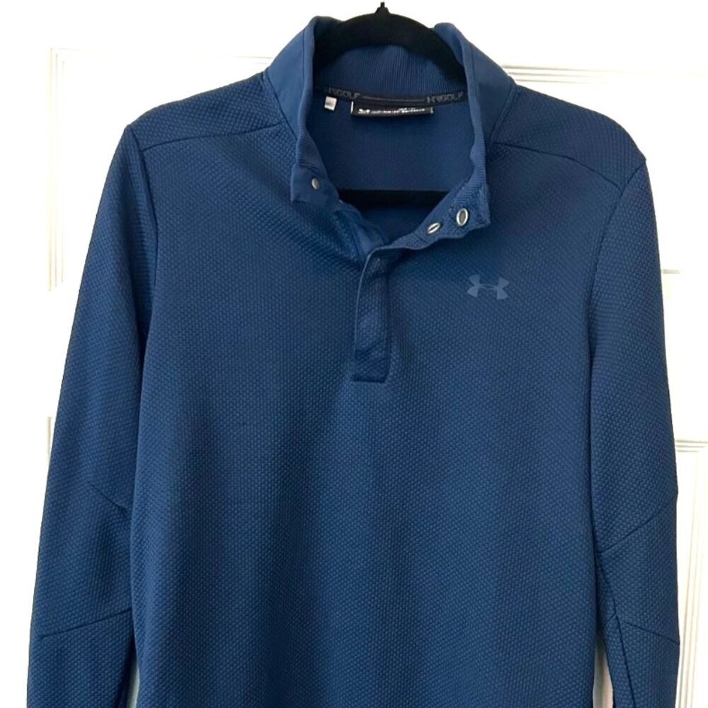 Under Armour Pullover Men's Medium Blue 1/4 Zip Golf Coldgear Logo